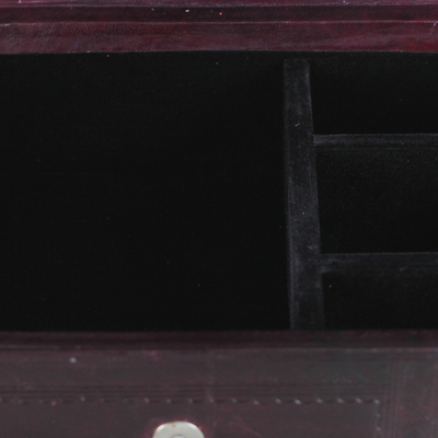Leather jewelry box, 'Regal Keepsake' - Handmade Leather Jewelry Box Crafted in Ghana