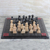 Leather chess set, 'Sophisticated Battle' - Handmade Leather Chess Set from Ghana