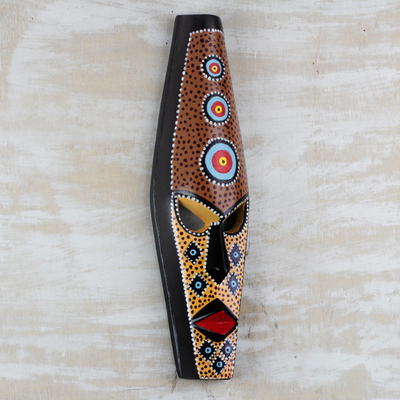 Máscara de madera africana - Máscara africana tallada y pintada a mano de Ghana