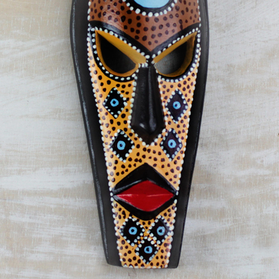 Afrikanische Holzmaske - Handgeschnitzte und handbemalte afrikanische Maske aus Ghana
