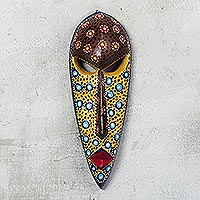 African wood mask, 'Color of Love' - Artisan Crafted Painted African Mask from Ghana