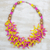 Recycled glass statement necklace, 'Neon Branches' - Bright Recycled Glass Beaded Statement Necklace