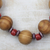 Wood and recycled glass beaded stretch bracelet, 'Wooded Path' - Sese Wood and Recycled Glass Beaded Stretch Bracelet