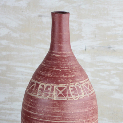 Keramik-Vase, 'Adinkra Pot' - Keramische Vase mit Adinkra-Symbolen aus Ghana