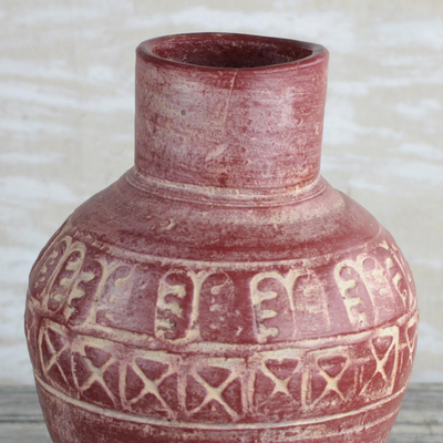 Keramik-Vase, 'Adinkra-Krug'. - Handgefertigte Adinkra-Symbol-Vase aus Ghana