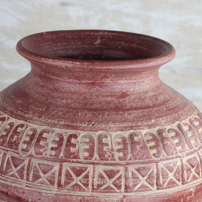 Ceramic vase, 'Adinkra Vessel' (14 inch) - Adinkra Motif Ceramic Vase from Ghana (14 inch)