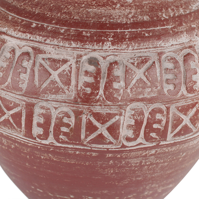 Keramik-Vase, 'Adinkra-Gefäß' - Adinkra-Motiv-Keramik-Vase aus Ghana