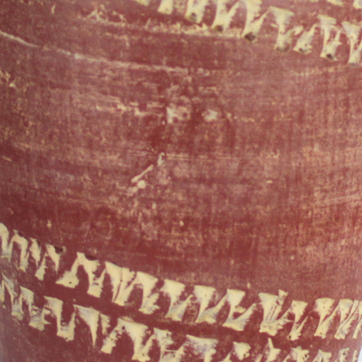 Ceramic vase, 'Dede Curve' - Curved Ceramic Vase in Red from Ghana