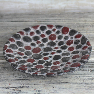 Ceramic decorative plate, 'River Pebbles' (11.5 in.) - Pebble Motif Ceramic Decorative Plate from Ghana (11.5 in.)