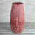 Ceramic vase, 'Water Waves in Red' (13 inch) - Wave Motif Ceramic Vase in Red from Ghana (13 inch)