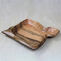 Wood catchall, 'Abstract Fish' - Handcrafted Wood Catchall Made in Ghana