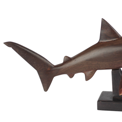 Ebony wood sculpture, 'Great White Shark' - Ebony Wood Great White Shark Sculpture from Ghana