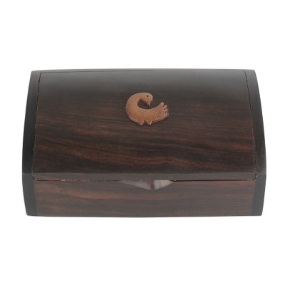 Ebony wood jewelry box, 'Sankofa Keeper' - Ebony Wood Jewelry Box with Adinkra Symbol from Ghana