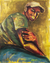 'Gaze on Me' - Signed Painting of a Man with a Baseball Cap from Ghana thumbail