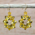 Recycled glass dangle earrings, 'Glowing Wreaths' - Gold-Tone Recycled Glass Dangle Earrings from Ghana