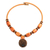 Recycled plastic beaded pendant necklace, 'Sisterly Love' - Recycled Plastic Beaded Pendant Necklace in Orange