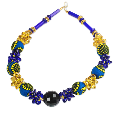 Recycled Plastic and Cotton Beaded Necklace from Ghana