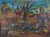'Village Trade' - Signed Impressionist Painting of a Market Village from Ghana