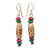 Wood and recycled plastic dangle earrings, 'Playful Cheer' - Recycled Bead and Wood Disc Colorful Dangle Earrings