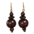 Wood dangle earrings, 'Casually Elegant' - Brown Wood Disc and Round Bead Dangle Earrings from Ghana (image 2a) thumbail