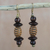 Wood and recycled plastic dangle earrings, 'Eco Joy' - Wood and Recycled Plastic Beaded Dangle Earrings from Ghana thumbail