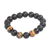 Tiger's eye beaded stretch bracelet, 'Bold Is Beautiful' - Tiger's Eye Matte Black Recycled Glass Bead Stretch Bracelet (image 2a) thumbail