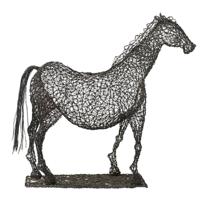 Steel Wire Sculpture of a Horse Crafted in Ghana