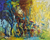 'Across the Woods I' - Signed Painting of People in the Woods from Ghana thumbail