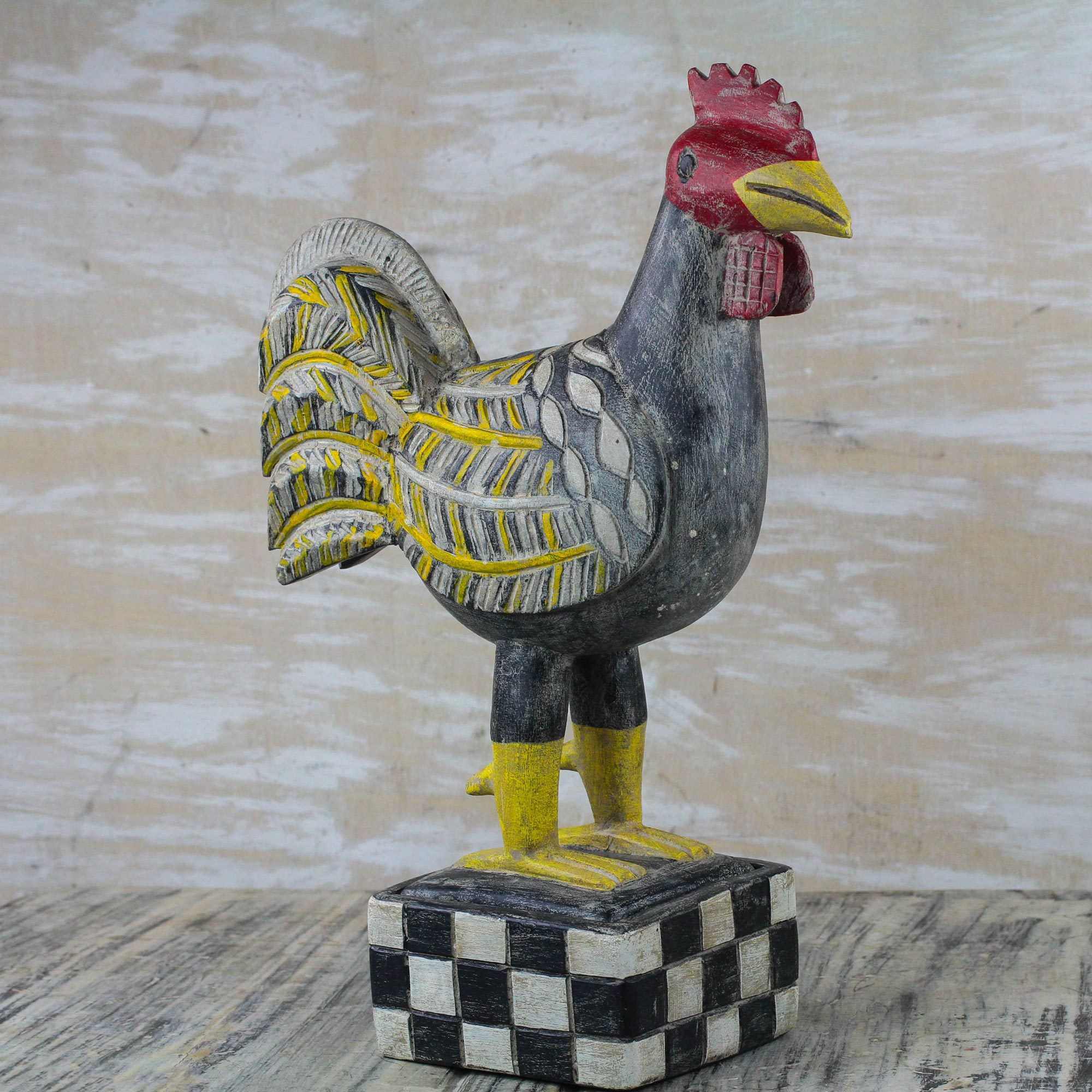 NOVICA Large Wood Rooster Decorative Box Watchful Rooster' Multicolor NOVICA Large Wood Rooster Decorative Box Watchful Rooster' Multicolor