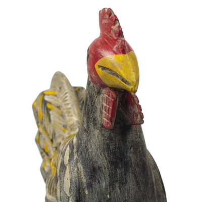 NOVICA Large Wood Rooster Decorative Box Watchful Rooster' Multicolor 
