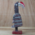 Wood sculpture, 'Bird at Rest' - Red Black Off-White Mother and Baby Bird Wood Sculpture (image 2) thumbail