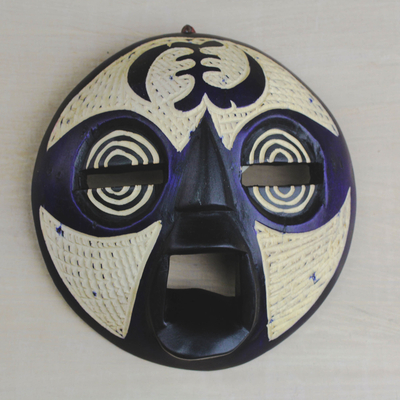 Afrikanische Holzmaske - Adinkra Gye Nyame Afrikanische Sese-Holzmaske aus Ghana