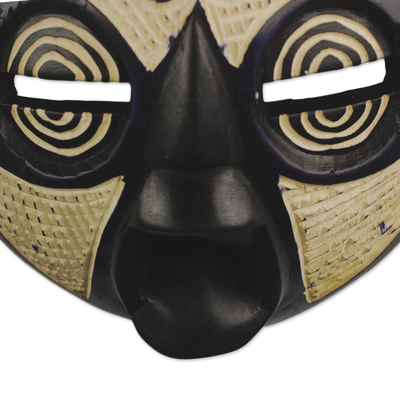 Máscara de madera africana - Adinkra Gye Nyame Máscara africana de madera de sésé de Ghana