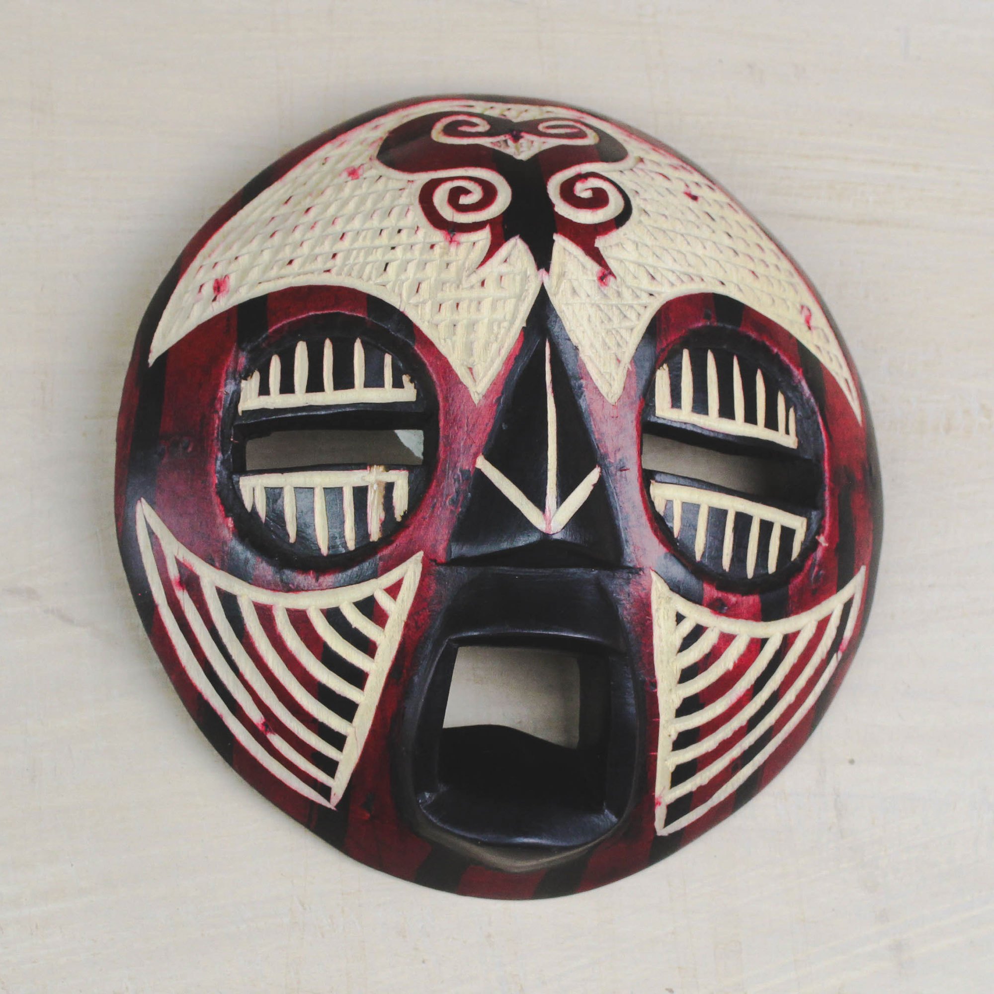 Adinkra Sankofa African Wood Mask from Ghana Sankofa Face NOVICA
