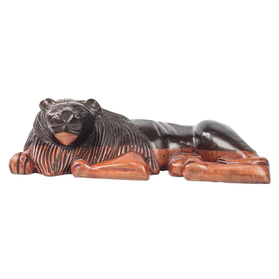Ebony Wood Sculpture of a Lying Lion from Ghana