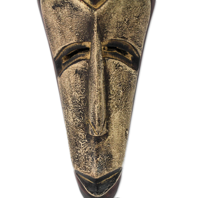 African wood mask, 'Surprise Bunini' - African Sese Wood and aluminium Mask from Ghana