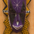 Máscara de madera africana - Máscara de madera africana fucsia y naranja de Ghana