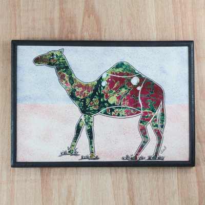 Multi Color Batik Fabric Collage Camel Wall Art Camel Trek Novica