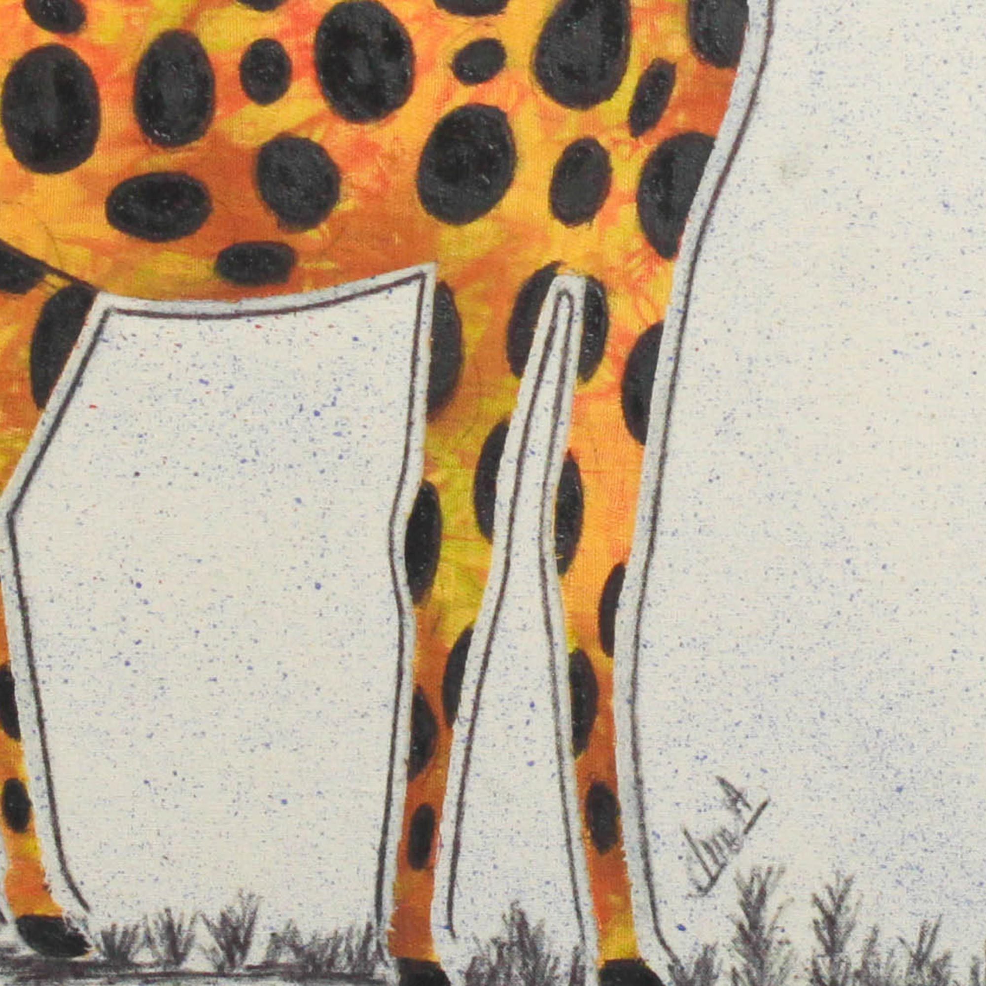 Batik Fabric Collage Golden Yellow Giraffe Wall Art Golden Giraffe