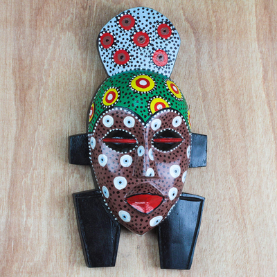Afrikanische Holzmaske - Mehrfarbige afrikanische Holzmaske aus Ghana