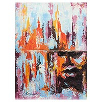 'Forgiveness' - World Peace-Inspired Signed Abstract Painting from Ghana