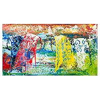 'Strong Women' - Multicolored Abstract Painting from Ghana