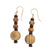 Wood and recycled plastic beaded dangle earrings, 'Beautiful Grain' - Wood and Recycled Plastic Dangle Earrings from Ghana