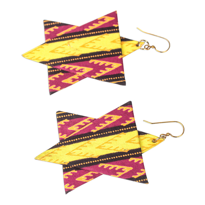 Cotton dangle earrings, 'African Stars' - Star-Shaped Cotton Dangle Earrings from Ghana