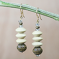 Featured review for Wood and recycled plastic beaded dangle eaerrings, African Innocence