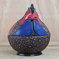 Wood decorative jar, Rooster Keeper