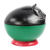 Wood decorative jar, 'Playful Kitten' - Black and Green Cat Wood Decorative Jar from Ghana (image 2d) thumbail