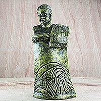 Ceramic sculpture, 'Handless' - Ceramic Sculpture of an African Woman from Ghana