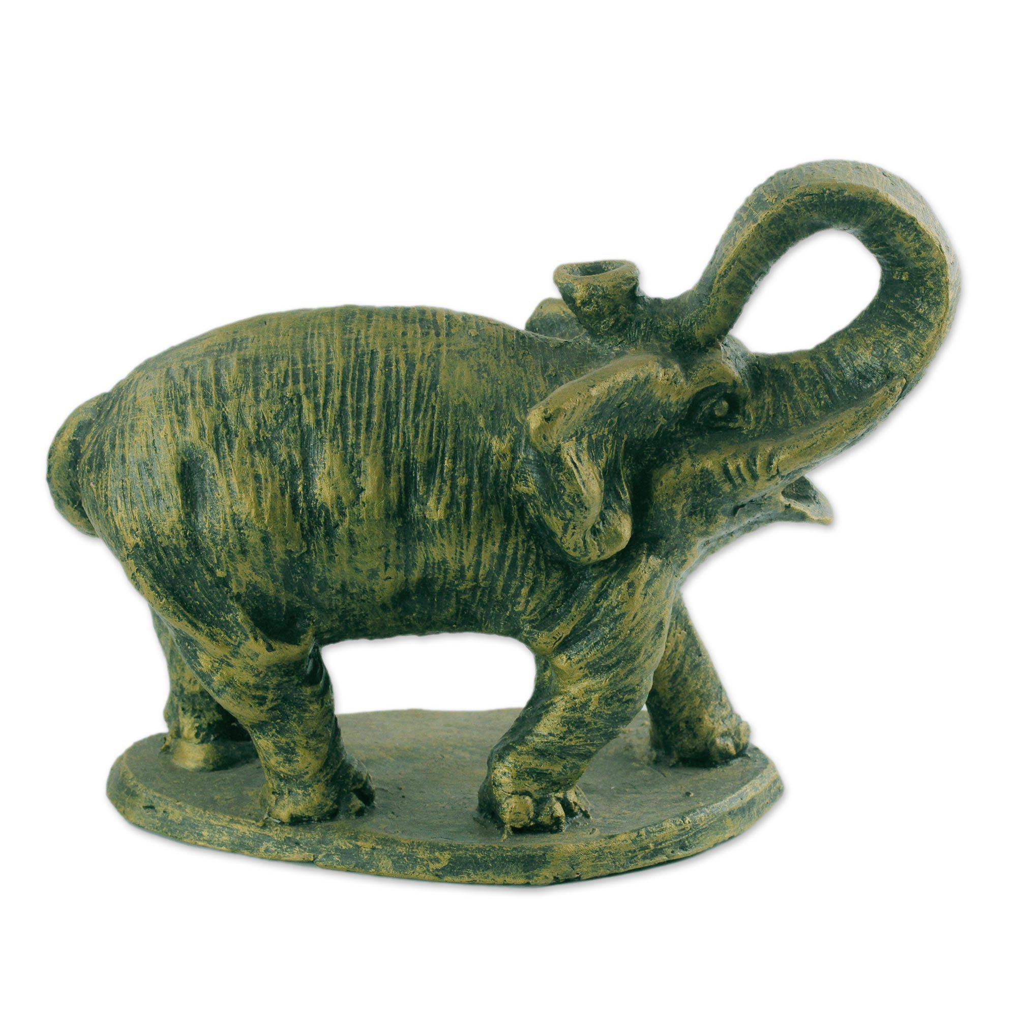 Ceramic Sculpture of an Elephant in Yellow from Ghana - Striking ...