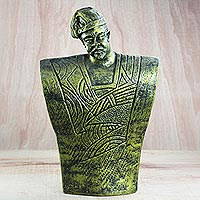 Ceramic sculpture, 'Funny Man' - Ceramic Sculpture of an Armless Man from Ghana